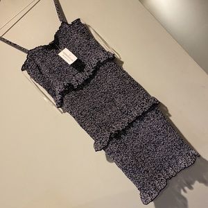 Windsor Store 3 Tiered Dress Navy Blue w/white Daisies Womens/Juniors Sz Medium